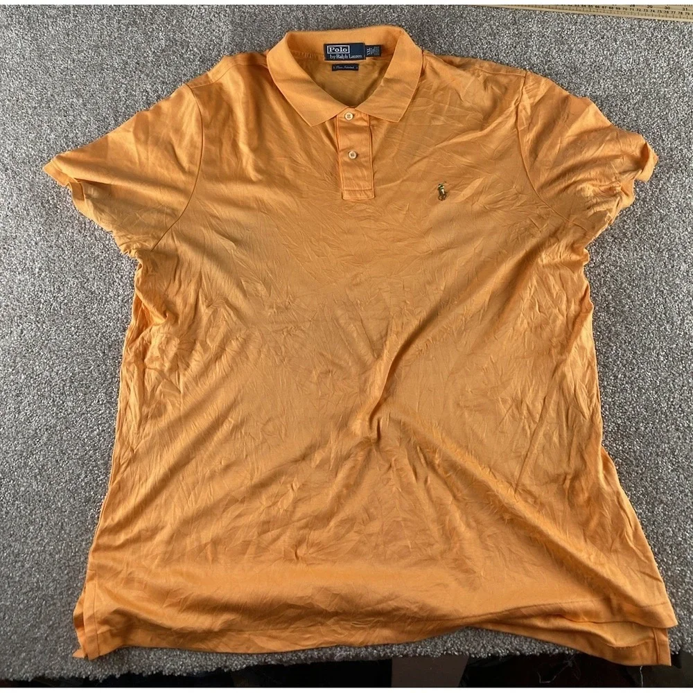 Polo Ralph Lauren Soft Cotton Pima Interlock Polo Orange Mens XXL Flesh Pony
